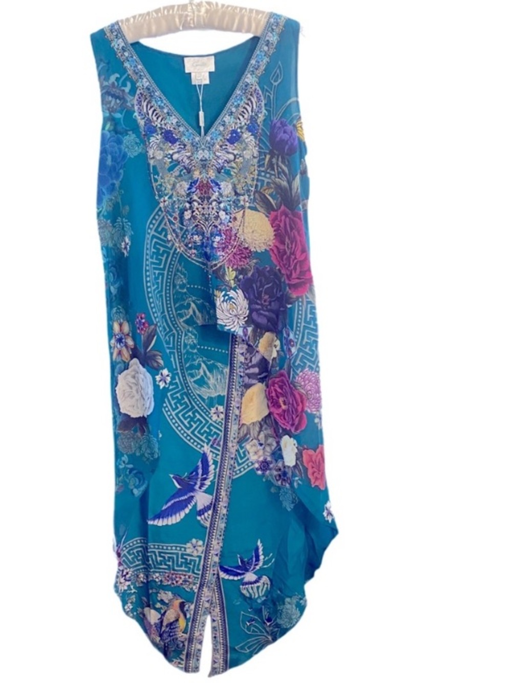 Camilla Silk Crystal Embellished High Low Boho Tunic Top XS NWT - Picture 2 of 10